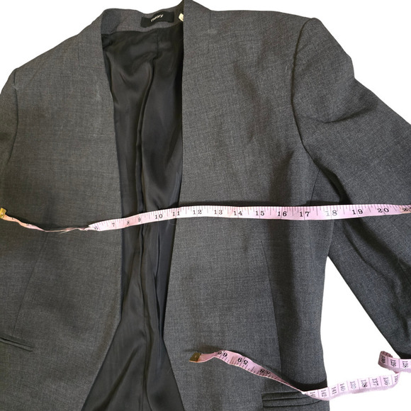 Theory Open Blazer In Sevona Stretch Wool charcoal grey size 10 medium - Picture 7 of 9